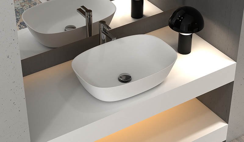 AT-1014 oval solid surface bathroom sink floence