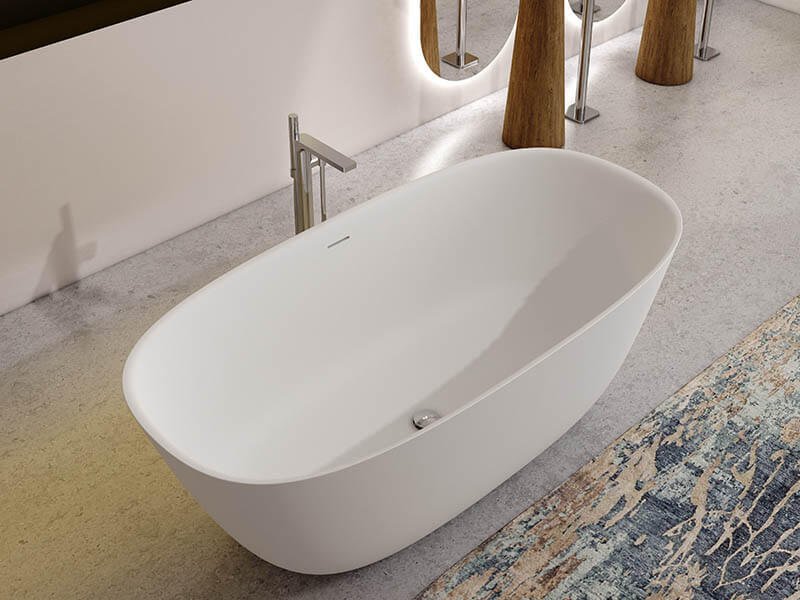 solid surface bathtubs with oval shape, top view