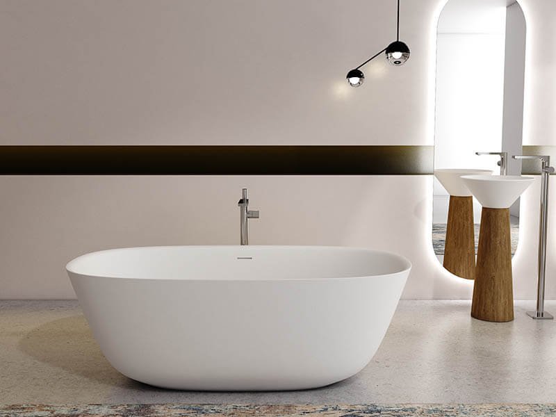 oval freestanding stone composite tub Florence