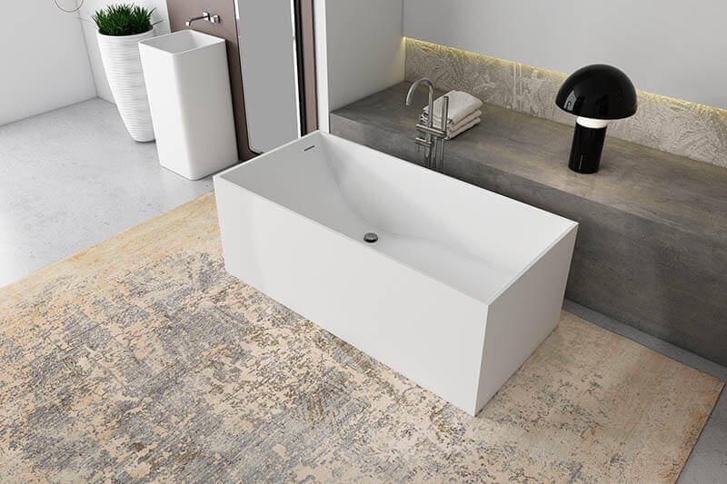 rectangular solid surface bathtub Ark in white appearance