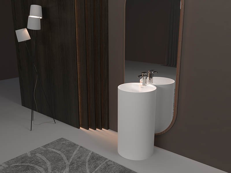 chic floorstanding bathroon sink in modern bathroom scene AT-6001