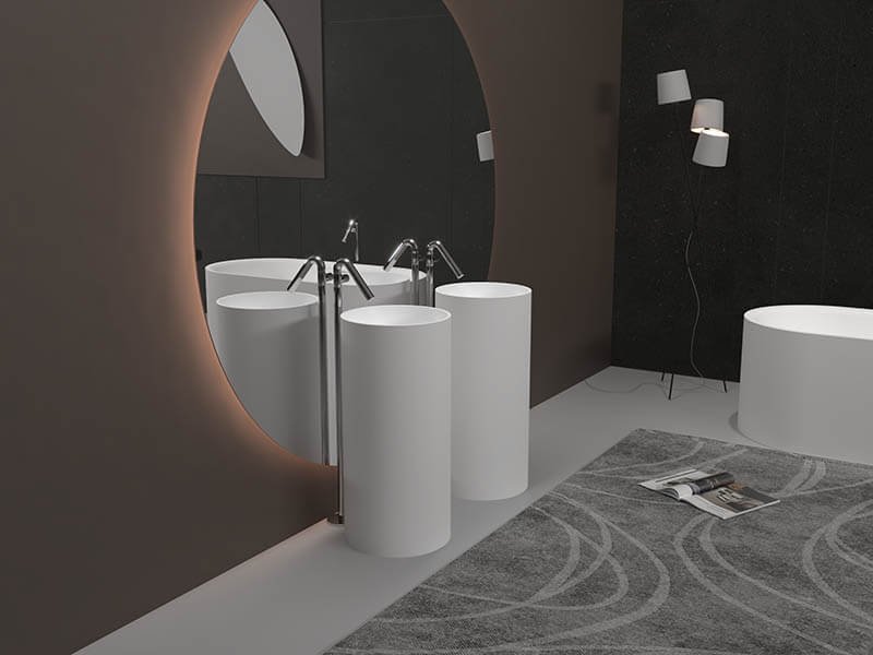 0.8m height cylindrical floor stand bathroom sink AT6004