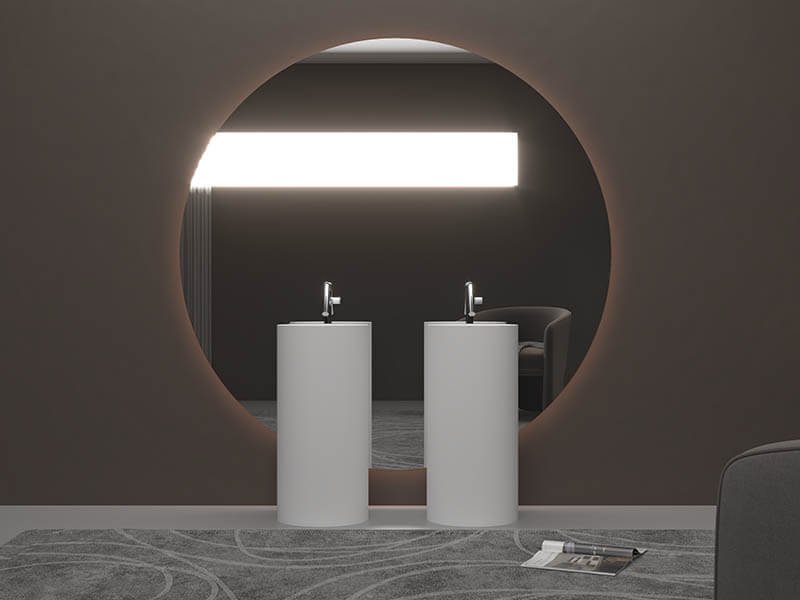 Freestanding bathroom sink with solid surface body AT6004