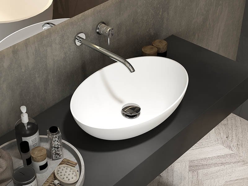 Oval bahthroom solid surface sink AT8005 Top View