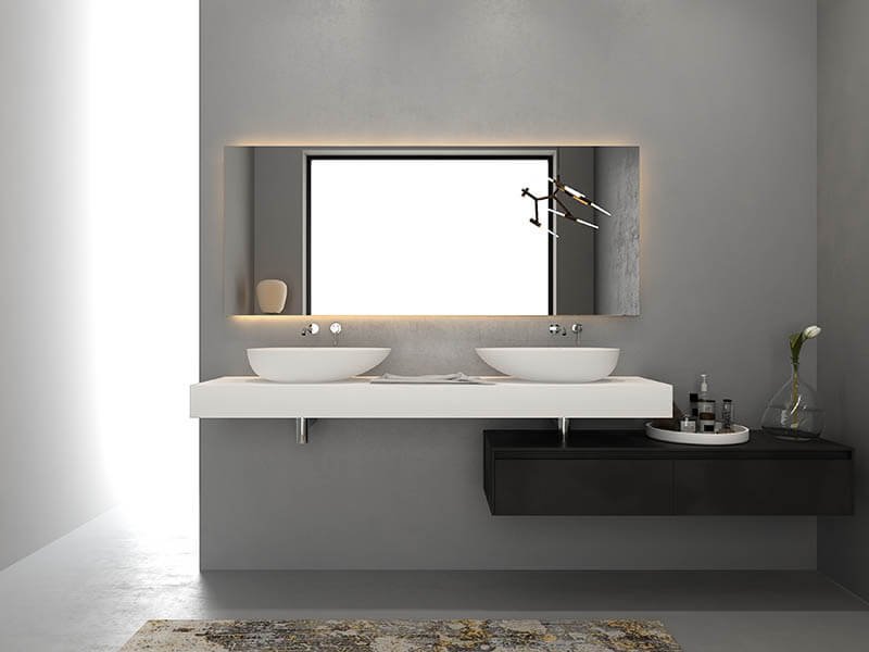 stylish bathroom basins in oval shape mounted onto bathroom vanity AT-8007