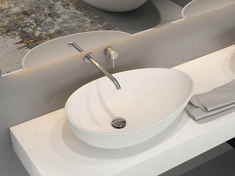 solid suface bathroom basin with oval shape AT-8007