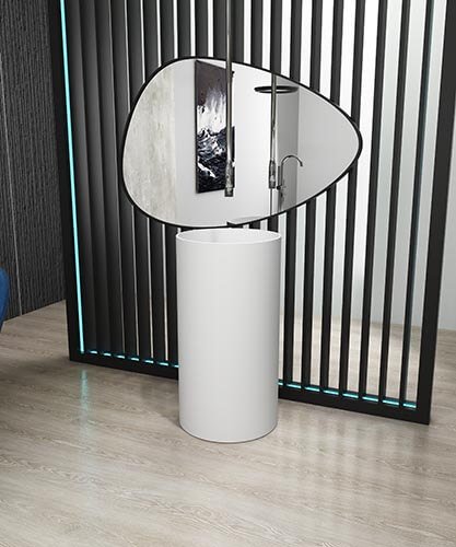 floor standing round solid surface bathroom sink AT6002