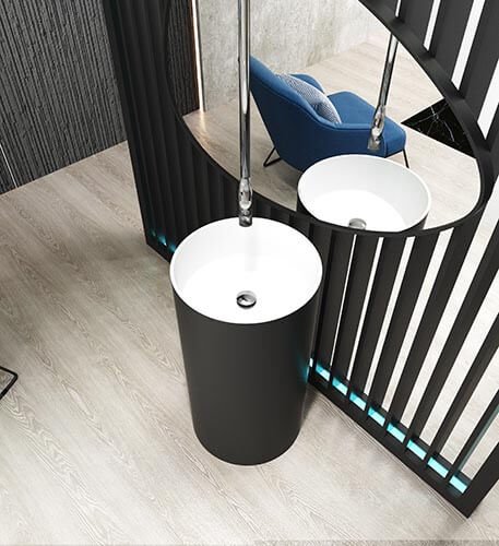 AT 6002 pedestal basin with black and white tone