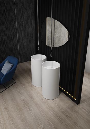 round pedestal bathroon sink AT6002 made of solid surface