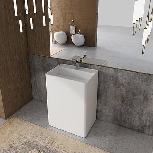 Stand alone art bathroom sink made of solid surface AT6003