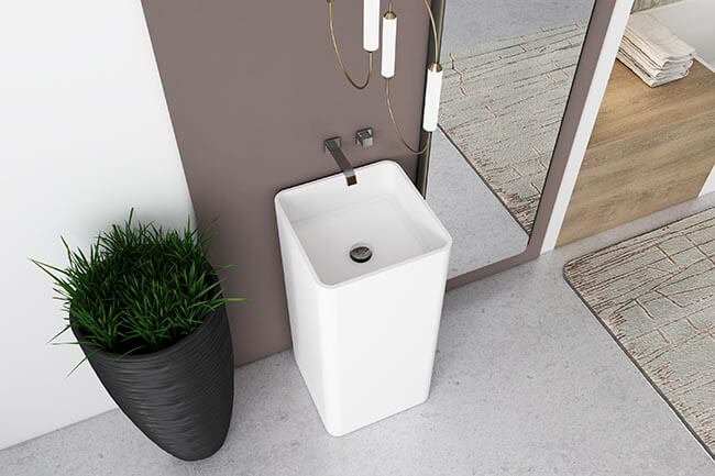 slender square bathroon sink AT6008 with floor standing design