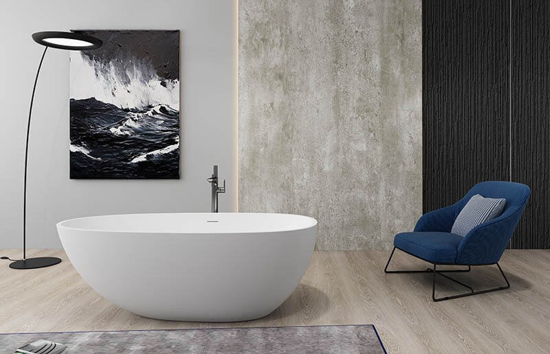 egg shaped freestanding bathtub made of solid surface eggie