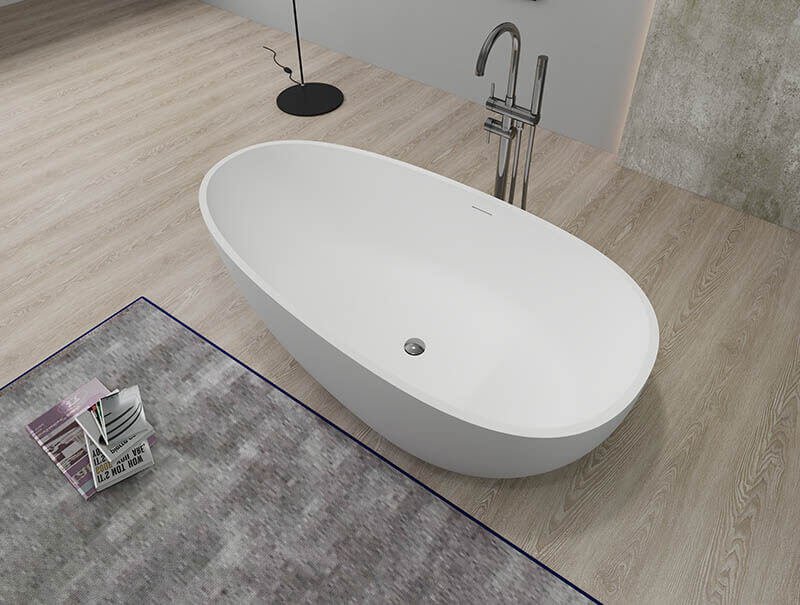 Oval freestanding solid surface bathtub Eggie Top view