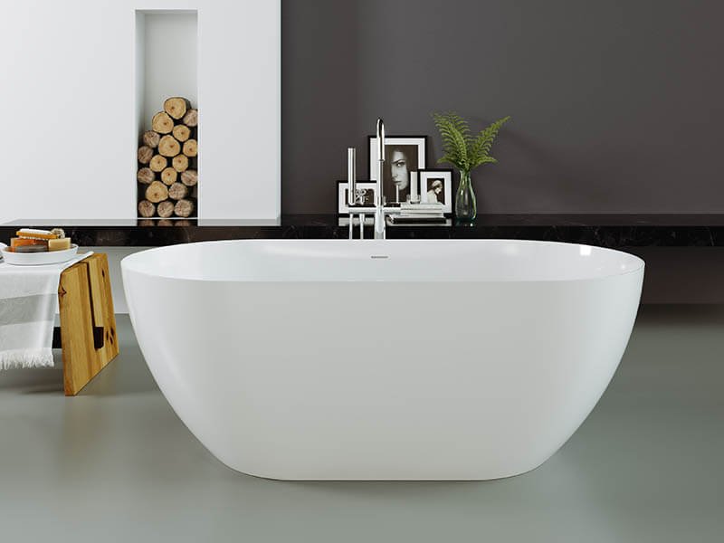 Sharp rim Stone freestanding bathtub Olive