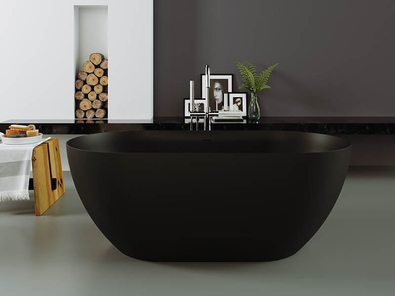 Black ultra thin stone resin freestanding baths Olive