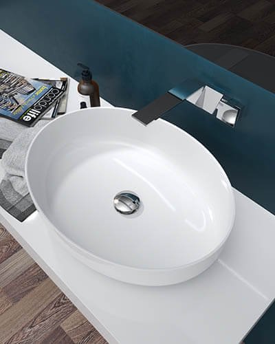 Top view of solid surface bathroom basin in oval shape at-8204
