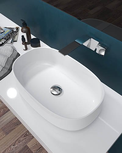 chic oval solid surface bathroom sink At 8206-a