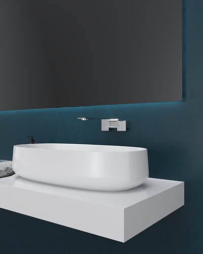 slender solid surface bathroom basin AT8206C side view