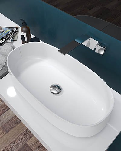 slender solid surface bathroom basin AT8206C Top view