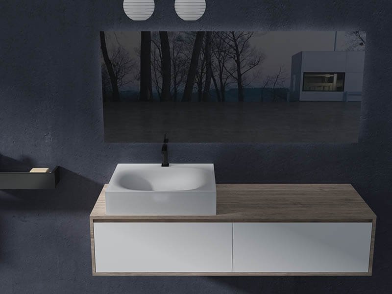 AT-3010-A modern stylish vanity basin with black faucet