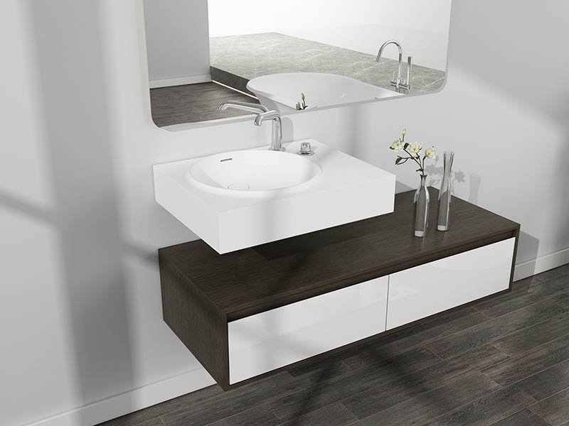 AT-3014-A slender integral vanity basin for modern vanity cabinet