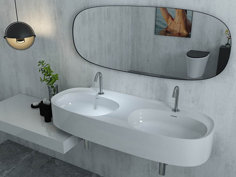 Double bowl wall hang basin AT3008