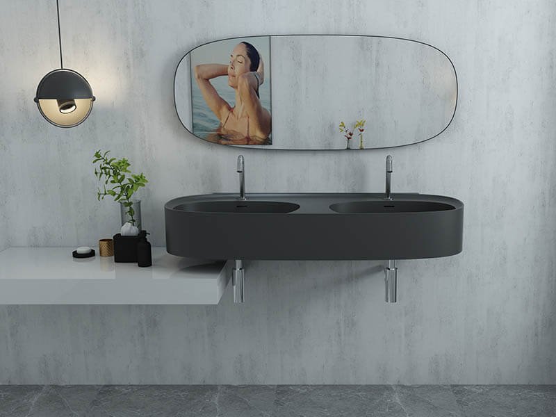 AT3008 wall hang basin in black