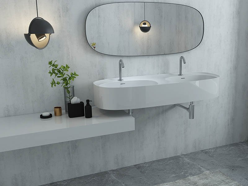 1.2m long wall hang basin with double bowls