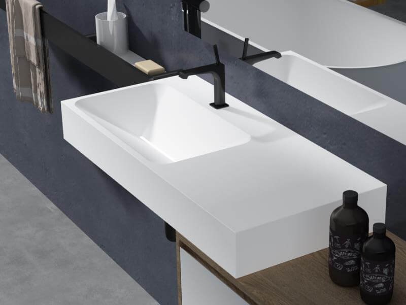 AT3013C rectangular basin with wall hang style in modern sleek design