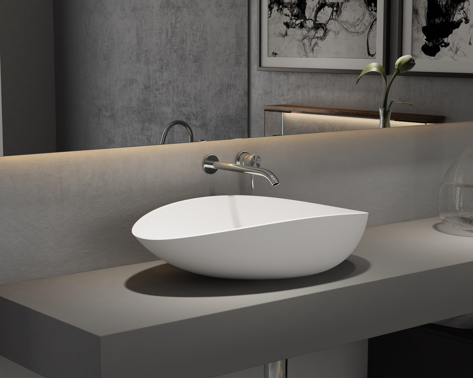 Oval shaped solid surface modern washbasin AT8220
